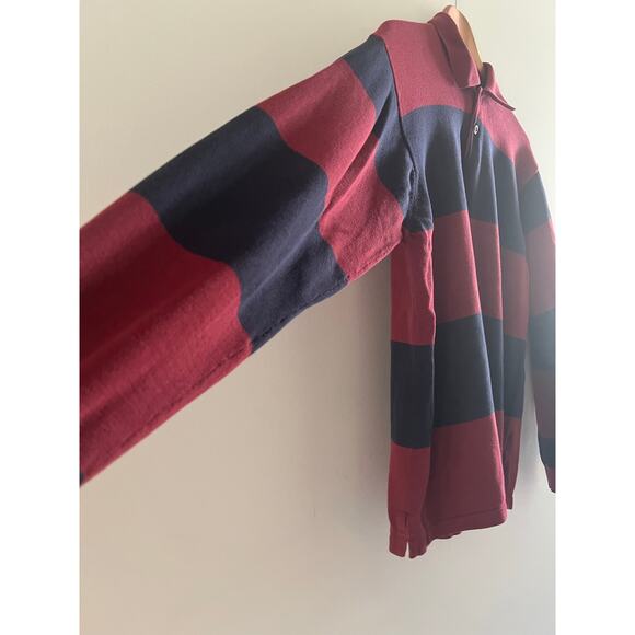 IZOD Men's 100% Cotton Long Sleeve Polo Knit Sweater Red & Navy Blue Medium JL - Picture 2 of 7